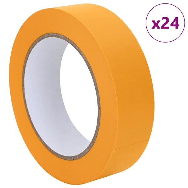 vidaXL Maskirni trakovi za slikarje 24 pcs Rumena 30mm x 50m Papir