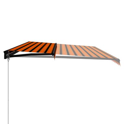 vidaXL Ročno zložljiva tenda LED 600x300 cm oranžna in rjava