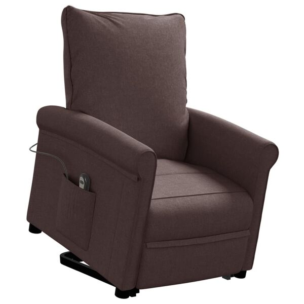 vidaXL Stol s funkcijo vstajanja temno rjavo blago