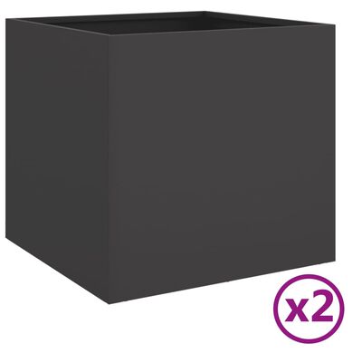 vidaXL Cvetlično korito 2 kosa črno 49x47x46 cm hladno valjano jeklo
