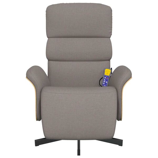 vidaXL Masažni naslanjač z oporo za noge taupe blago