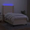 vidaXL Box spring postelja z vzmetnico LED krem 100x200 cm blago