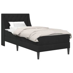 vidaXL Posteljni okvir z vzmetnico z vzglavjem Črna 90 x 190 cm Žamet
