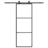 vidaXL Drsna vrata z opremo črna 76x205 cm ESG steklo