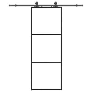 vidaXL Drsna vrata z opremo črna 76x205 cm ESG steklo