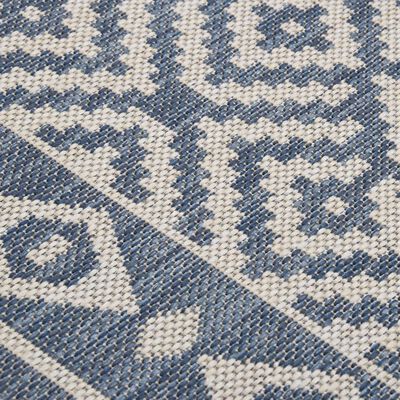 vidaXL Zunanja preproga ploščato tkanje 80x150 cm modre črte