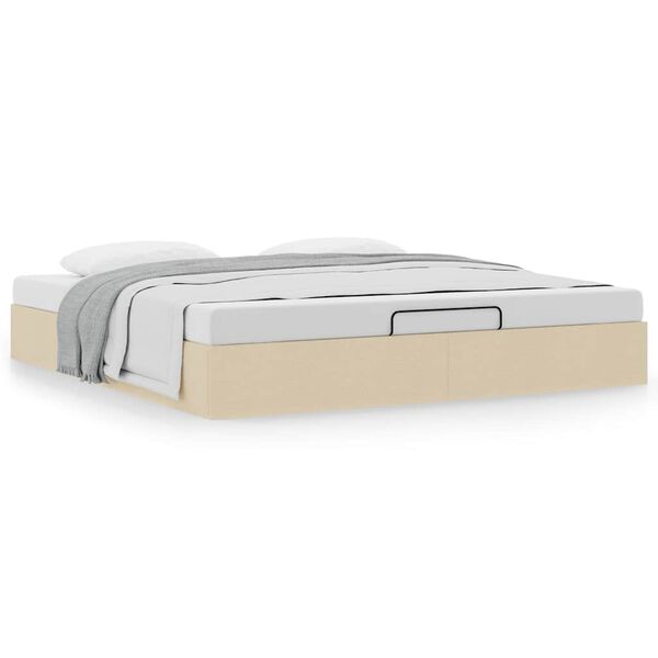 vidaXL Otomanski posteljni okvir brez vzmetnice krem 160x200 cm blago