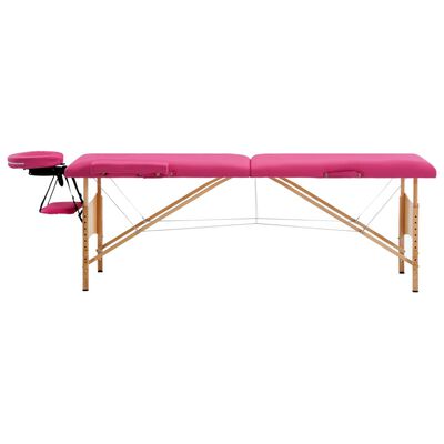 vidaXL Zložljiva masažna miza 2 coni les roza