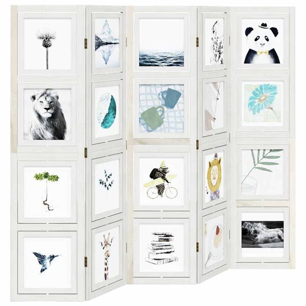 vidaXL Paravan 5-delni bel trden les pavlovnije