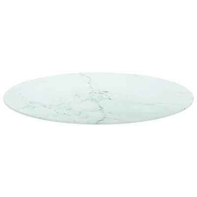vidaXL Mizna plošča bela Ø80x1 cm kaljeno steklo z marmorjem