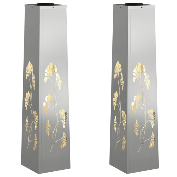 vidaXL Solarno LED svetilo za pot 2 pcs Rjav Cinkano