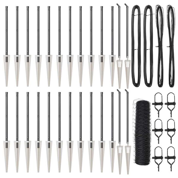 vidaXL Steber ograje. Siva 50 x 0,4 m (36 mm mreža) Jeklo in PVC