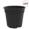 vidaXL Okrogli cvetlični lonec 24 pcs Črna &Oslash; 17 x 14 cm Plastika
