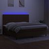 vidaXL Box spring postelja z vzmetnico LED temno rjava 200x200cm blago