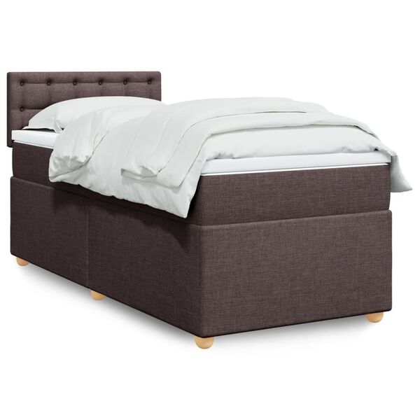 vidaXL Box spring postelja z vzmetnico temno rjav 90x190 cm blago
