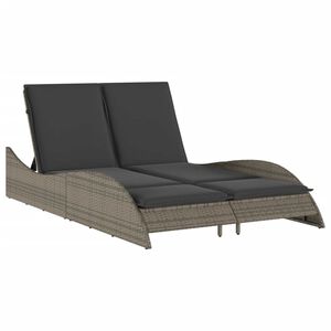 vidaXL Ležalnik z blazino siv 114x205x73 cm poli ratan