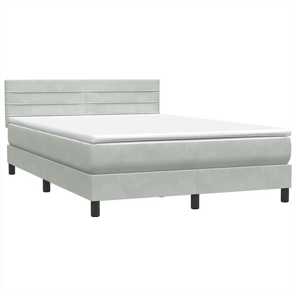 vidaXL Box spring postelja z vzmetnico svetlo siva 160x210 cm žamet