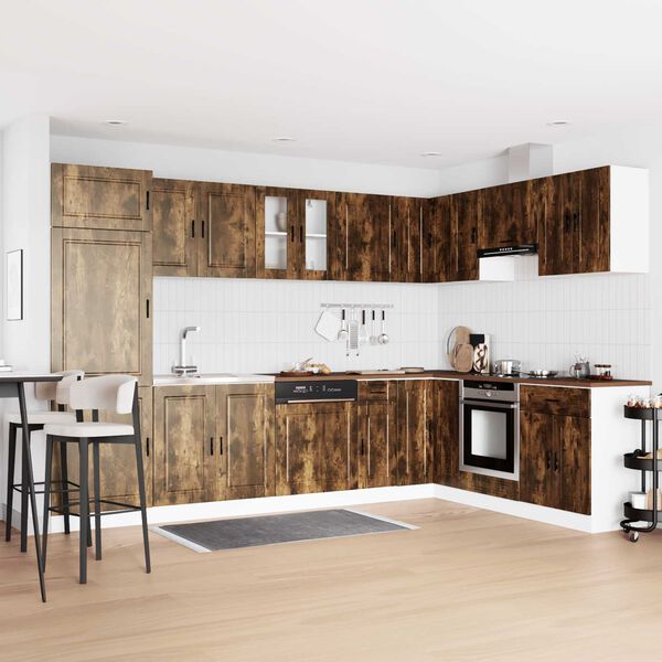 vidaXL Kopalni&scaron;ka omarica z vrati Porto 2 pcs Rjava Konstruiran les