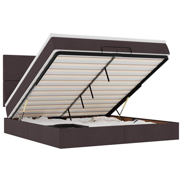 vidaXL Otomanski posteljni okvir z vzmetnicami rjav 200x200 cm blago