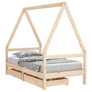 vidaXL Otro&scaron;ki posteljni okvir s predali 80x160 cm trdna borovina