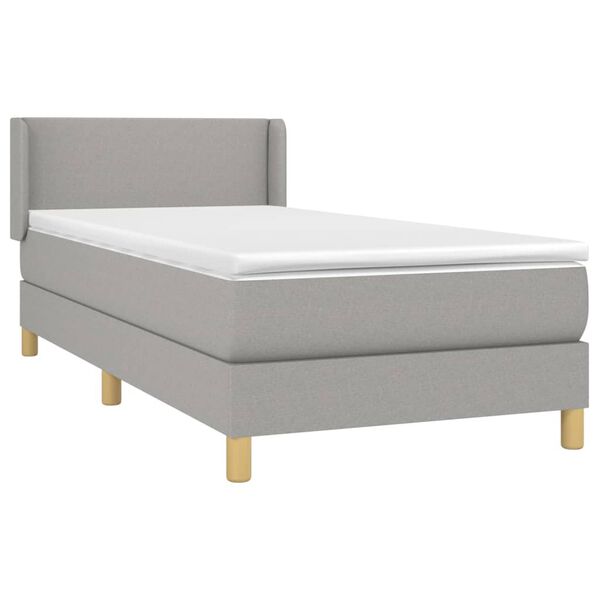 vidaXL Box spring postelja z vzmetnico svetlo siva 90x190 cm blago