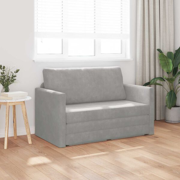 vidaXL Sofa postelja 110cm Svetlo siva Žamet