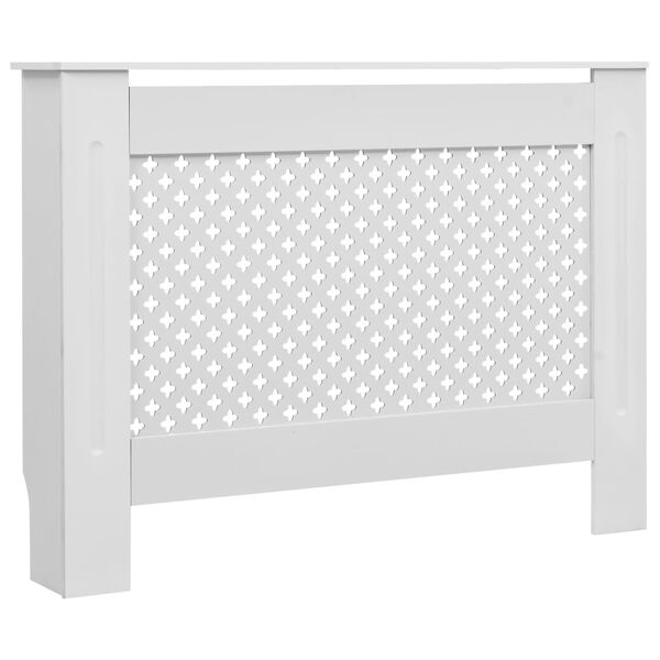 vidaXL Pokrov za radiator bel 112x19x81,5 cm MDF