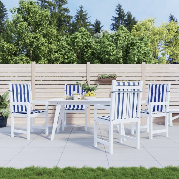 vidaXL Blazine za stole 4 kosi modro bele črte blago