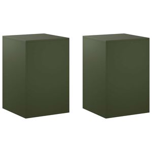 vidaXL Stojalo za rastline 2 pcs Olivno zelena 40 x 40 x 60 cm Jeklo