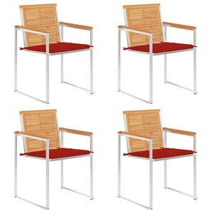 vidaXL Vrtni stoli 4 kosi z blazinami trdna tikovina