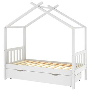 vidaXL Otro&scaron;ki posteljni okvir s predalom bela trdna borovina 80x160cm