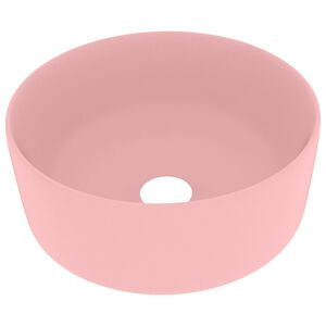vidaXL Razko&scaron;en umivalnik okrogel mat roza 40x15 cm keramičen