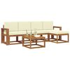 vidaXL Zunanja garnitura za sedenje z blazino 6 pcs Naravna in smetana