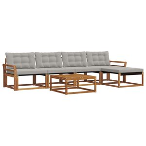 vidaXL Zunanja garnitura za sedenje 6 pcs Naravna in svetlo siva
