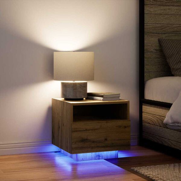 vidaXL Nočna omarica Umetni hrast 40 x 39 x 37 cm Konstruiran les