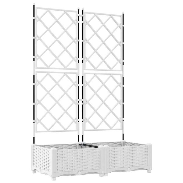 vidaXL Vrtni lonček 2 pcs Bela 80 x 40 x 125,5 cm Jeklo