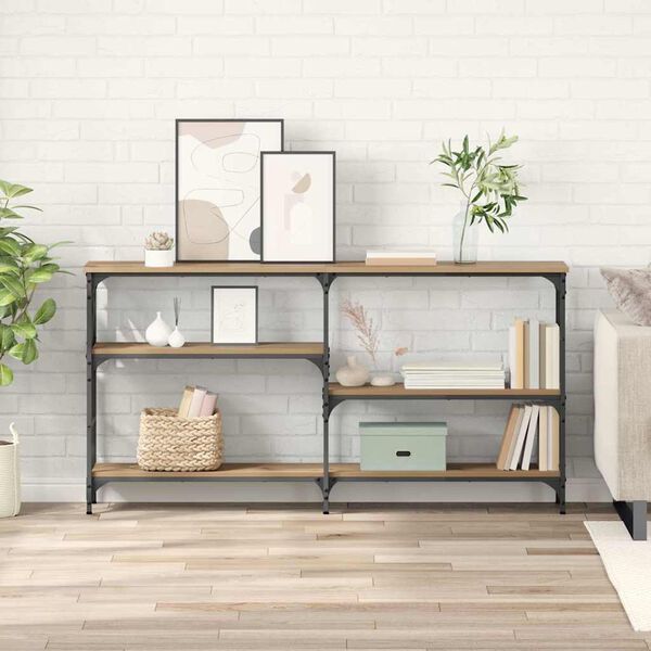 vidaXL Konzolna miza Umetni hrast 150 x 29 x 76,5 cm Konstruiran les