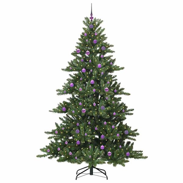 vidaXL Umetno Zložljivo Božično Drevo med 300 LED Zelena 240 cm PVC