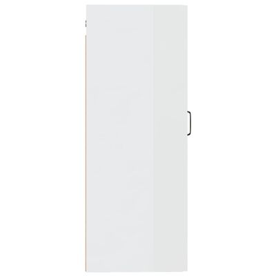 vidaXL Viseča omarica visok sijaj bela 35x34x90 cm konstruiran les