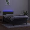 vidaXL Box spring postelja z vzmetnico LED temno siva 100x200 cm žamet