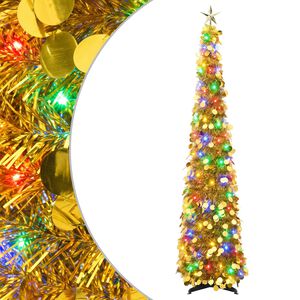 vidaXL Zložljivo LED božično drevo z zvezdo na vrhu 180 cm 100 LED PET