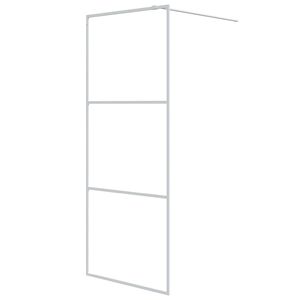 vidaXL Pregrada za tu&scaron; bela 80x195 cm prozorno ESG steklo