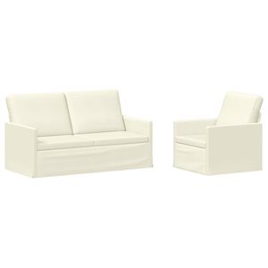 vidaXL Kavčna garnitura 2 pcs Krem Žametna tkanina