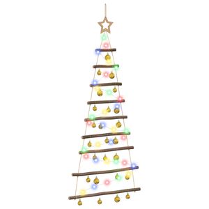 vidaXL Viseče božično drevo s kroglicami 120 cm 50 LED Večbarvno