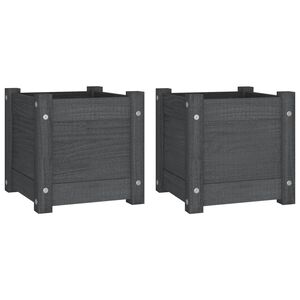 vidaXL Vrtno cvetlično korito 2 kosa sivo 31x31x31 cm trdna borovina