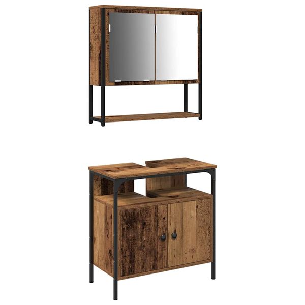 vidaXL Komplet pohi&scaron;tva za kopalnico 2 pcs Rjava Konstruiran les