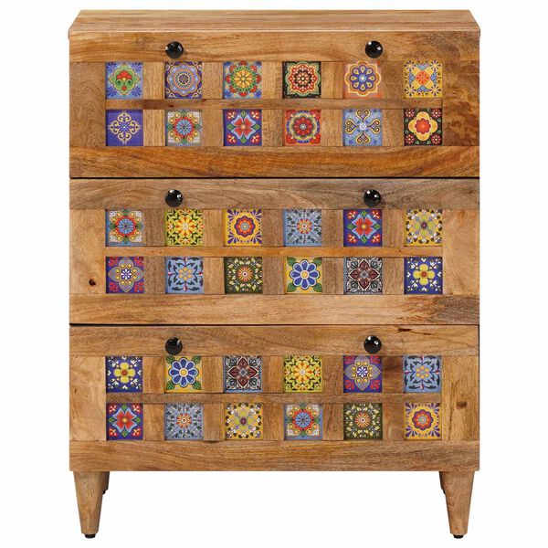 vidaXL Strani &scaron;al Naravna 60 x 33 x 75 cm Masiven les manga