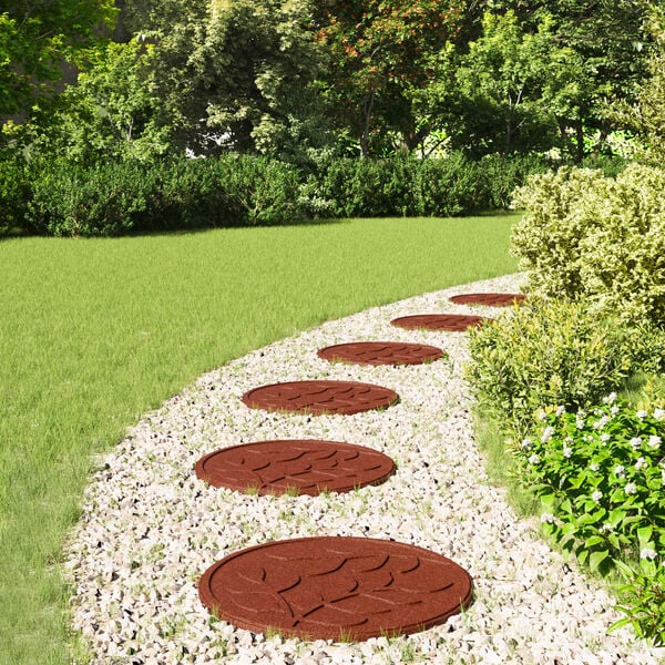 vidaXL Korak kamen 6 pcs Rdeča &Oslash; 44 x 2 cm Guma