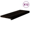 vidaXL Podloge za stopnice 12 kosov rjavo-črne 70x25x2 cm trdna hrastovina