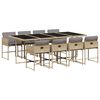 vidaXL Vrtna jedilna garnitura 9-delna z blazinami bež poli ratan